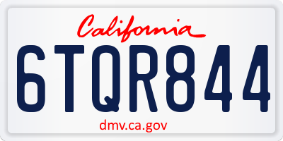 CA license plate 6TQR844