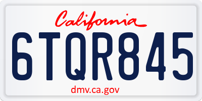 CA license plate 6TQR845