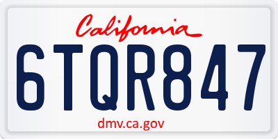 CA license plate 6TQR847