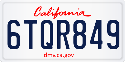 CA license plate 6TQR849