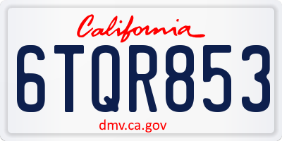 CA license plate 6TQR853