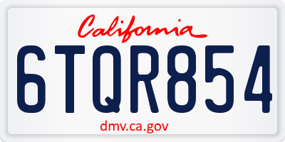 CA license plate 6TQR854