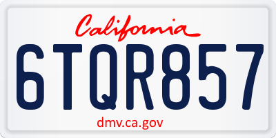 CA license plate 6TQR857