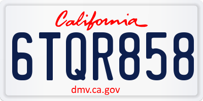 CA license plate 6TQR858