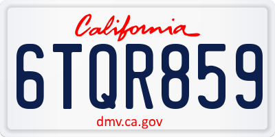 CA license plate 6TQR859