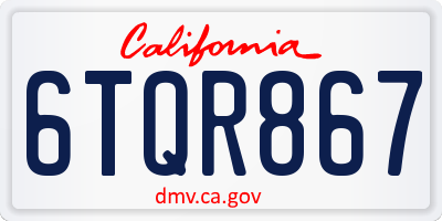 CA license plate 6TQR867