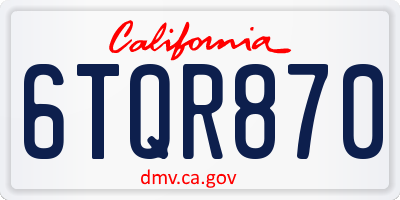 CA license plate 6TQR870