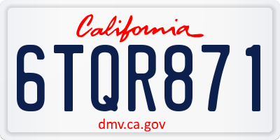 CA license plate 6TQR871