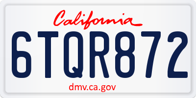 CA license plate 6TQR872