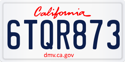 CA license plate 6TQR873