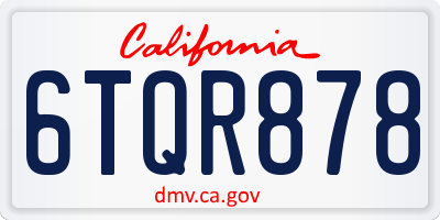 CA license plate 6TQR878