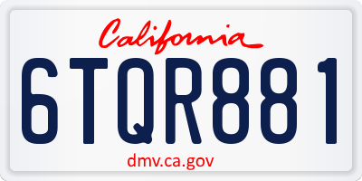 CA license plate 6TQR881