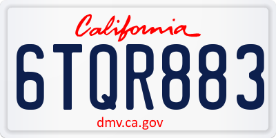 CA license plate 6TQR883