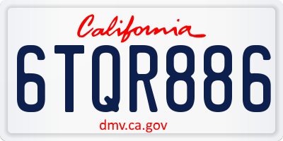 CA license plate 6TQR886