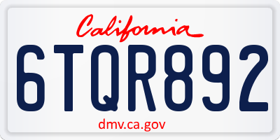 CA license plate 6TQR892