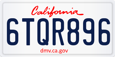 CA license plate 6TQR896