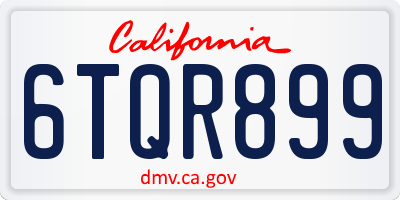 CA license plate 6TQR899