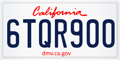 CA license plate 6TQR900