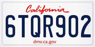 CA license plate 6TQR902