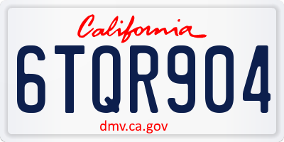 CA license plate 6TQR904