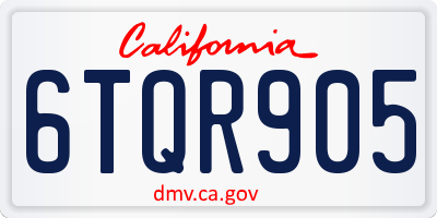 CA license plate 6TQR905