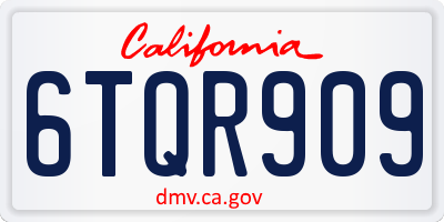 CA license plate 6TQR909