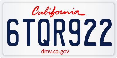 CA license plate 6TQR922