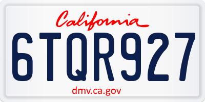 CA license plate 6TQR927