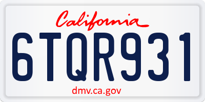 CA license plate 6TQR931