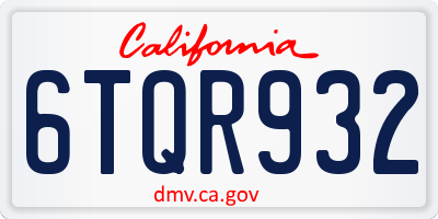 CA license plate 6TQR932