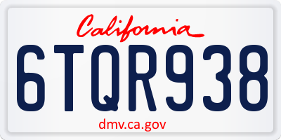 CA license plate 6TQR938
