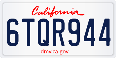 CA license plate 6TQR944