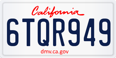CA license plate 6TQR949