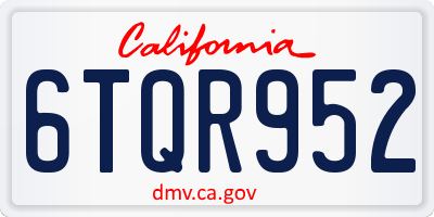 CA license plate 6TQR952