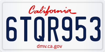 CA license plate 6TQR953