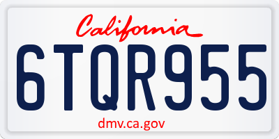 CA license plate 6TQR955