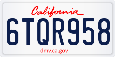 CA license plate 6TQR958