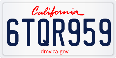 CA license plate 6TQR959