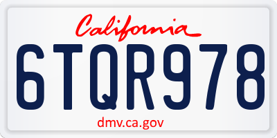 CA license plate 6TQR978