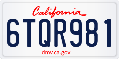 CA license plate 6TQR981