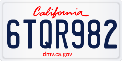 CA license plate 6TQR982