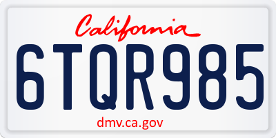 CA license plate 6TQR985