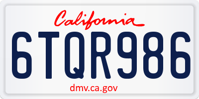 CA license plate 6TQR986