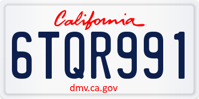 CA license plate 6TQR991