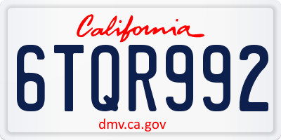 CA license plate 6TQR992