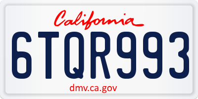 CA license plate 6TQR993