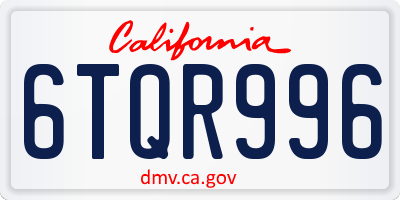 CA license plate 6TQR996