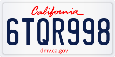 CA license plate 6TQR998