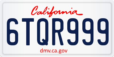 CA license plate 6TQR999