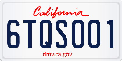 CA license plate 6TQS001